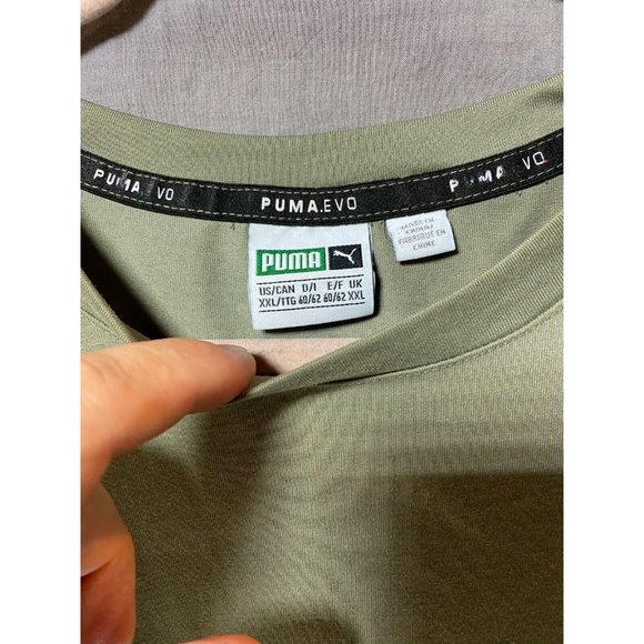 Puma EVO Shirt Adult XXL Green Black Striped Pullover Short Sleeve Tee Mens - Picture 5 of 9